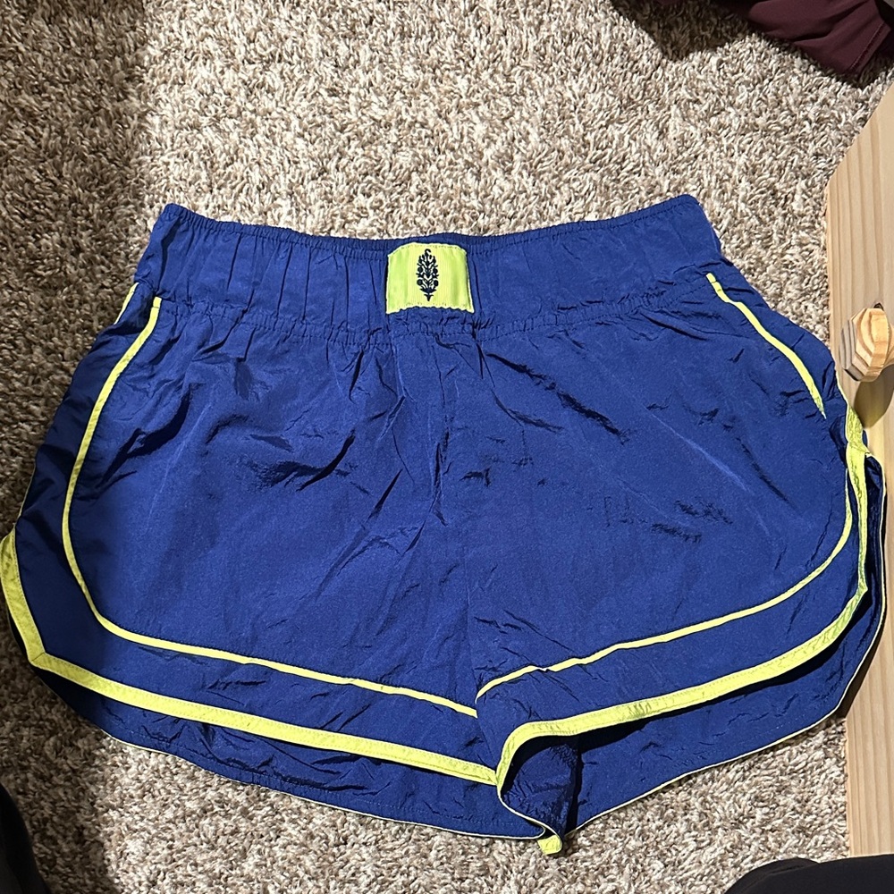 FP Movement by Free People Athletic Shorts in Blue with Yellow Trim